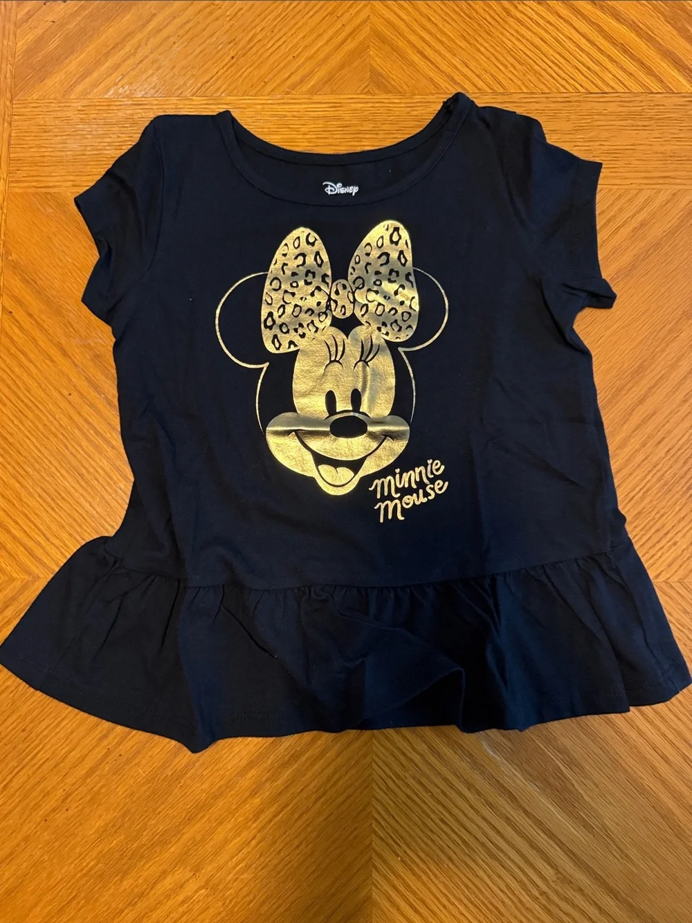 Disney Jumping Beans Top with Gold Minnie Mouse Graphic and Peplum